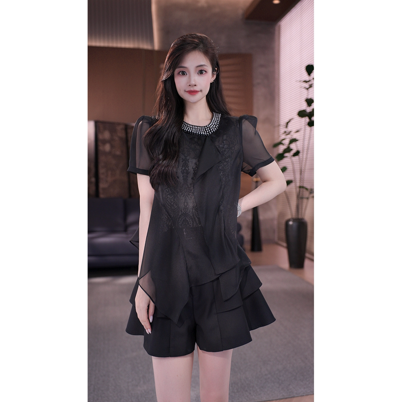 Qiangningning·Old Money New Wealth·Spring and Summer Lace Stylish Design Blouse Women's Clothing-120613