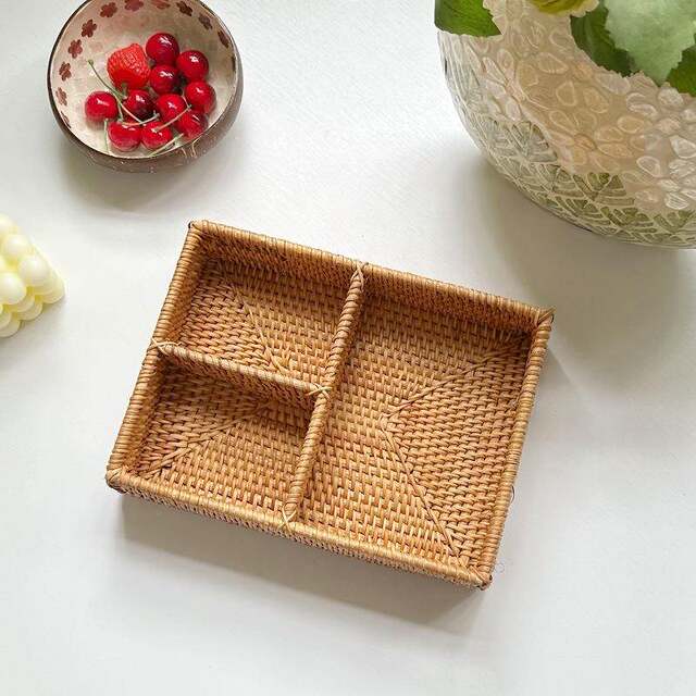 New Vietnamese rattan desktop storage box office debris storage basket card mobile remote control storage