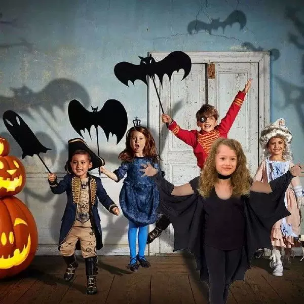 [Капюшон-плащ летучая мышь костюм с нашивкой Halloween Черная Баба]