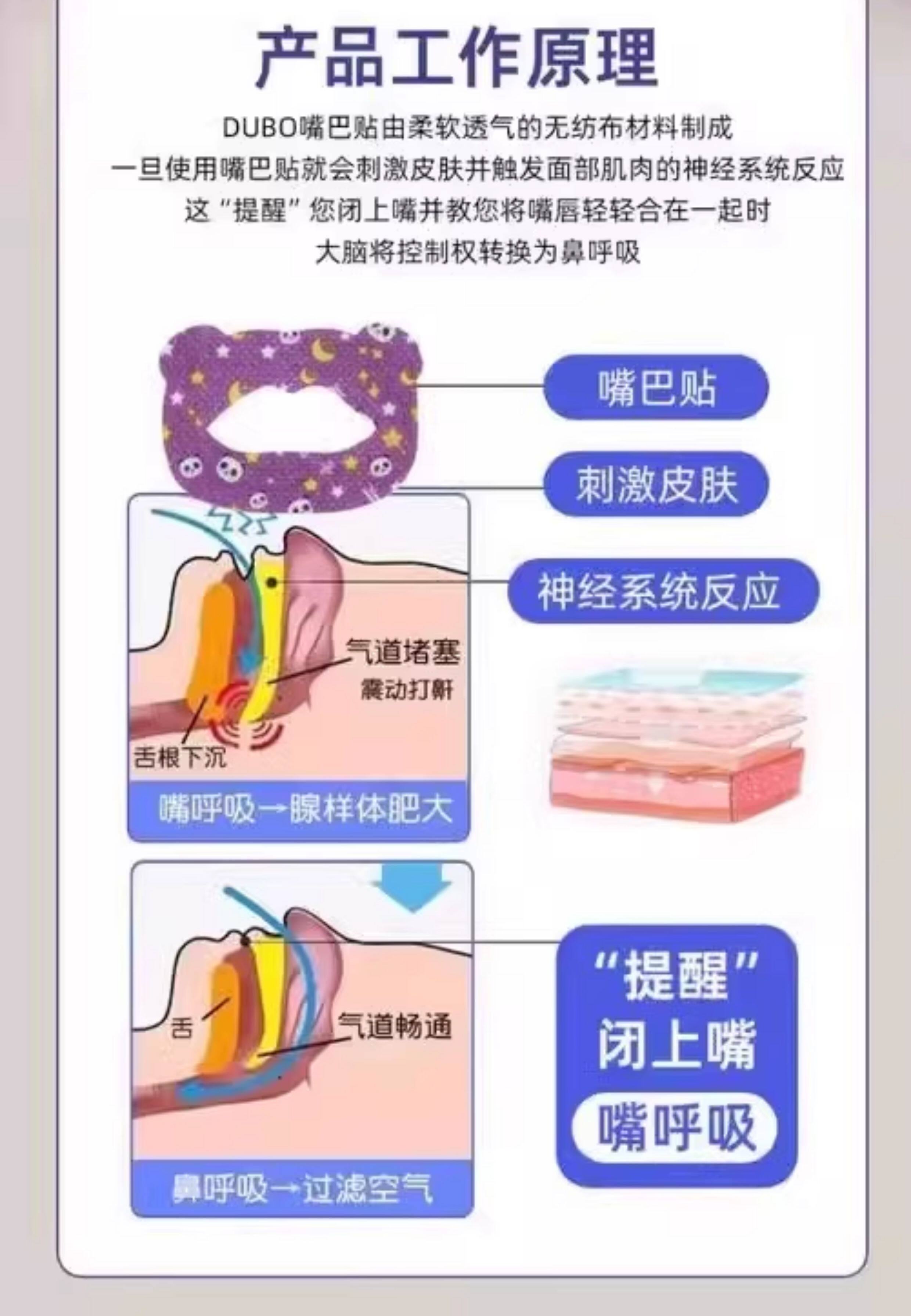 Анти-храп продукты 打呼噜止鼾器儿童嘴巴睡觉防张嘴神器成人口呼吸矫正贴封嘴闭口贴