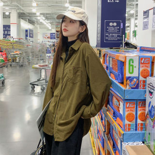 【秋冬新款】韩版hiphop撞色格子长袖衬衫宽松慵懒风百搭外套dfl