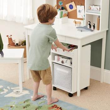 Under-table storage cart book storage children's bookshelf movable wheels classified storage hand-painted material bedside table