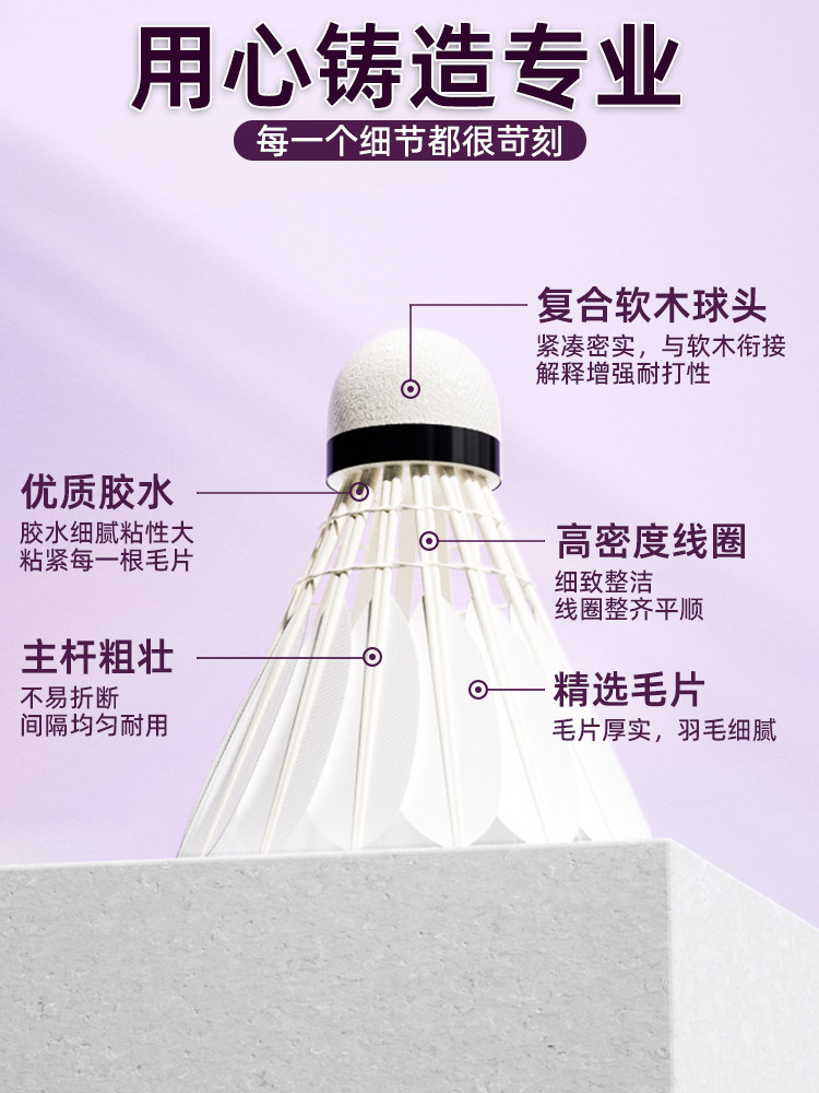 Peak Peak Badminton Shuttlecocks Are Durable and Not Easily Damaged, Suitable for Professional Training, Outdoor Use, Wind-Resistant, and Come in Packs of 6 or 12, Genuine Products