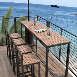 Outdoor Iron Plastic Wood High Table Balcony Window Outdoor Courtyard Waterproof Sun Protection Coffee Milk Tea Shop Bar Tables and Chairs