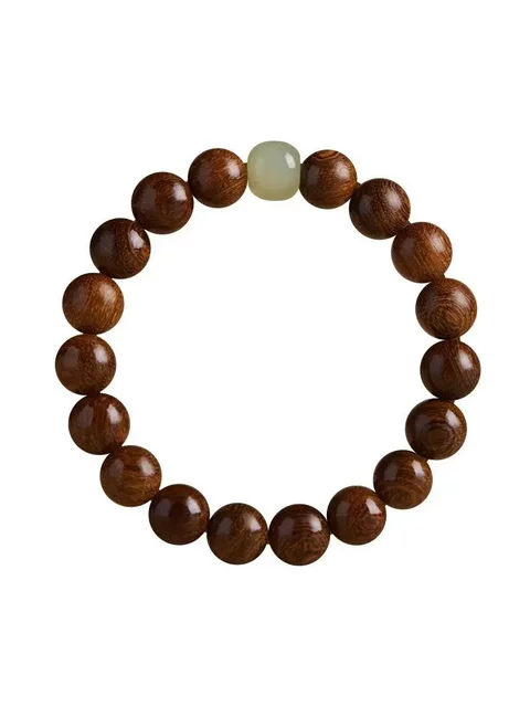 Golden Sandalwood Bracelet for Men, Golden Silk Jade Bracelet, Sandalwood Prayer Beads, Golden Silk Nanmu Wood for Good Luck