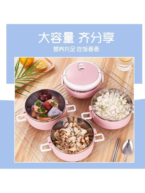 Thickened Stainless Steel Lunch Box for Adults, Large Capacity Multi-Layer Insulated Lunch Box for Office Workers, Student Girls' Compartmentalized Insulated Container