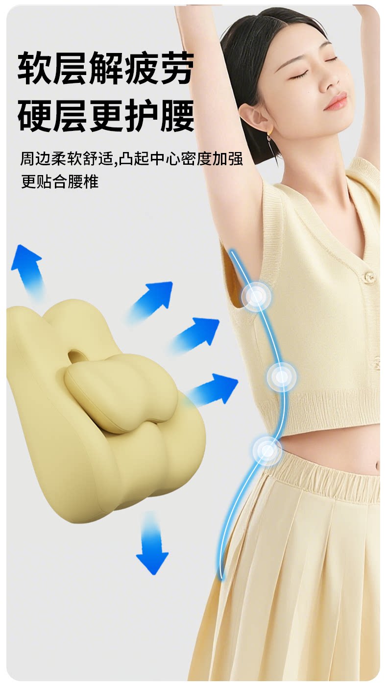 Car Seat Backrest Lumbar Support Cushion, Waist Support Pillow, Lumbar Support Cushion for Long Sitting, Lumbar Support Pad