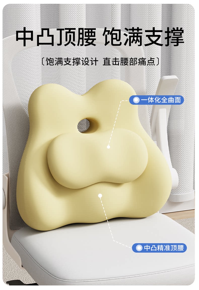 Car Seat Backrest Lumbar Support Cushion, Waist Support Pillow, Lumbar Support Cushion for Long Sitting, Lumbar Support Pad