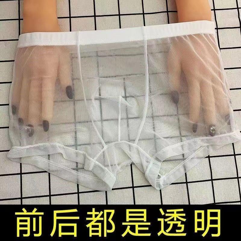 Fully Transparent Mesh Boxer Briefs for Men, Sexy Ultra-Thin Ice Silk Boxer Briefs, Comfortable, Breathable, Non-Constricting, Trendy