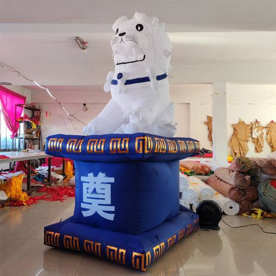 Inflatable Golden Lion Archway, Inflatable Archway for Funerals, Blue Foyer, Mourning Hall, Funeral Golden Elephant, Red and White Celebrations