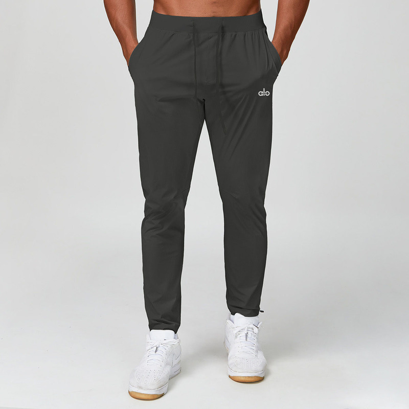 Alo New American Style Men's Sports Pants for Running, Fitness Training, Quick-Drying, Breathable, Zippered, Cuffed Casual Pants