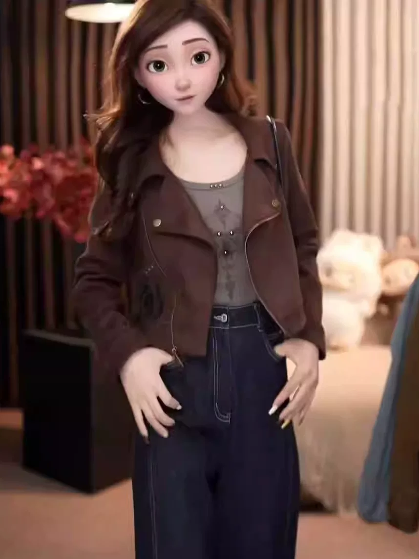 Velvet short autumn jacket, for teenagers, oversize