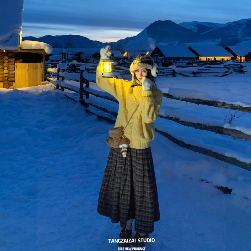 Northeast Harbin Travel Outfit Snow Suit Dress Xinjiang Hemu Altay Atmospheric Outfit Sweater Suit