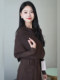 Mijie 2025 Autumn New Fashionable Coffee-Colored Fake Two-Piece Pleated Dress for Women, Elegant and Slimming Mid-Length Dress