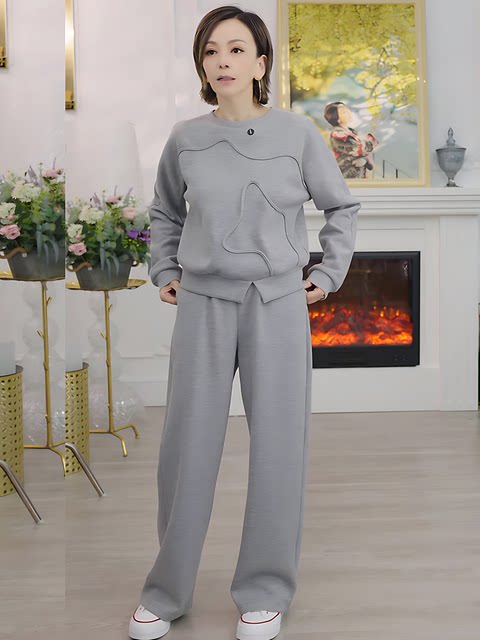 Mijie 2025 New Stylish and Age-Reducing Gray Suit for Women, Elegant, Fashionable, Versatile, Slimming Top and Long Pants Two-Piece Set