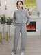 Mijie 2025 New Stylish and Age-Reducing Gray Suit for Women, Elegant, Fashionable, Versatile, Slimming Top and Long Pants Two-Piece Set