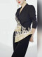Mijie 2025 new autumn style black V-neck jacquard beautiful design elegant temperament high-end slimming top