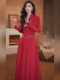 Mijie ladylike style V-neck red dress women's long-sleeved waist slimming slim high-end new long dress with a sense of atmosphere
