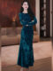 Mijie autumn and winter lady style velvet dress women's long-sleeved slimming high-end fishtail skirt temperament long skirt