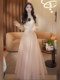 Mijie 2025 autumn new orange pink lace gauze skirt waist suit skirt feminine high-end slim dress