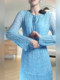 Mijie 2026 Light Blue Oxygen Girl Style Long-Sleeve Dress for Women, Waist-Cinching, Slimming, Elegant Long Dress, Fashionable and Versatile