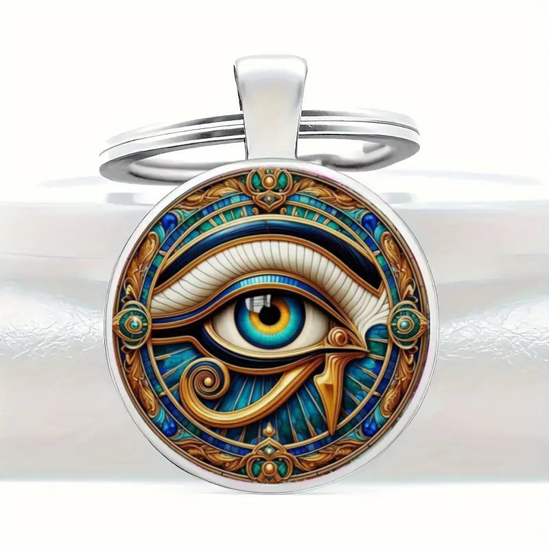 Cross-Border New Product Evil Eye Time Gem Keychain Pendant Metal Key Ring Car Bag Decoration