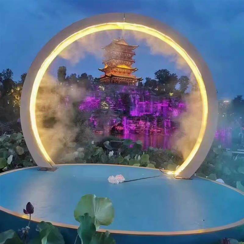 水雾门发光雾化圆环景区喷造雾森不锈钢装置定制降温旋转表演花瓣-景观道具-淘宝百科网