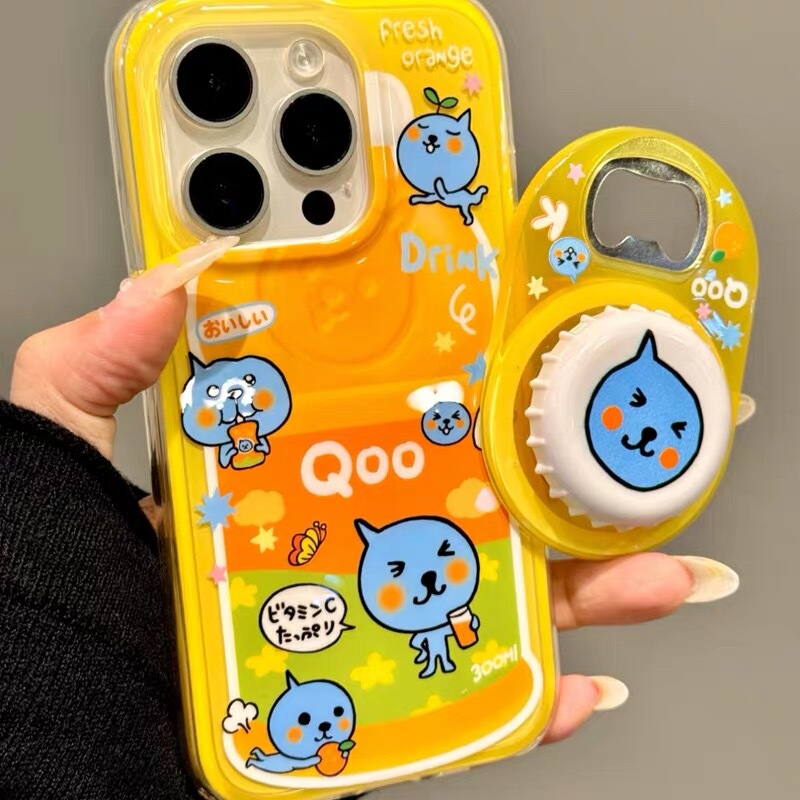 Cute Orange Juice Queer-Themed Phone Case for Samsung S25 Ultra, S24+, S23 Fe, Japanese and Korean Style, S22+, S21+, Creative S20 Fe Cartoon, A15, A16, Fashionable A56, A06, A36, Large Hole A07, A25