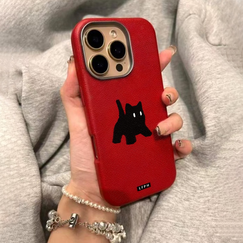 Simple Little Black Cat Phone Case Suitable for Samsung S23 Ultra, S25+, S24 Fe, Plain Leather Texture, S22+, S21+, Cartoon, S20 Fe, Fun, Unisex, A55, A15, Fashionable, A25, A35, Anti-Drop, A36, A16 Simple Little Black Cat Phone Case Suitable for Samsung S23 Ultra, S25+, S24 Fe, Plain Leather Texture, S22+, S21+, Cartoon, S20 Fe, Fun, Unisex, A55, A15, Fashionable, A25, A35, Anti-Drop, A36, A16