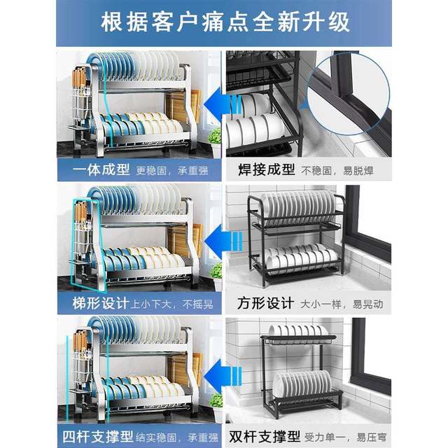 CS304 stainless steel kitchen bowl and dish storage rack bowl and dish drain rack multi-functional bowl rack bowl and chopstick storage box bowl