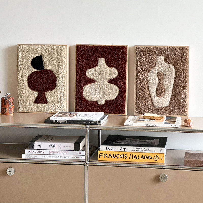 【Natural and Artistic】Handmade Cotton Felt Paintings with a Vintage and High-End Feel for Living Room Background Wall, Unique Design Wall Hangings