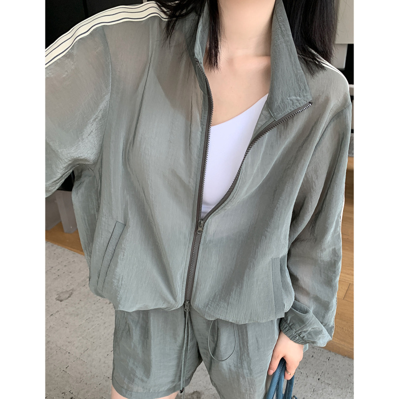 Prase Lu Lulu【Return to Nature】Slimming, Fashionable, Elastic Waist, High-End Sports Wide-Fit Jacket Short Set Prase Lu Lulu【Return to Nature】Slimming, Fashionable, Elastic Waist, High-End Sports Wide-Fit Jacket Short Set