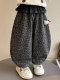 [One-Piece Fleece]Girls' Fleece-Lined Pants 2025 Autumn and Winter New Style Super Cute Children's Thin Fleece Leopard Print Casual Pants