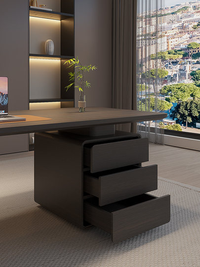 意式极简书桌轻奢现代实木书房双人家用客厅老板办公高级电脑桌