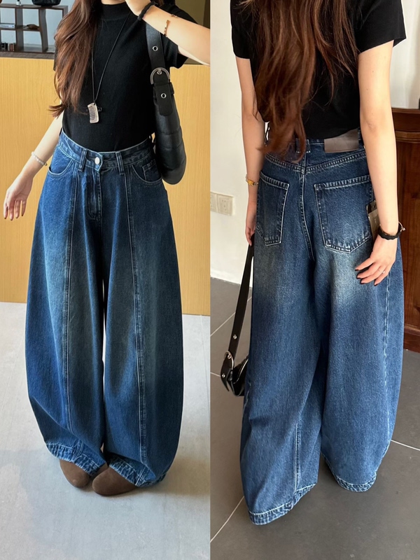Palace Jeans Washed Vintage Balloon Pants 2025 Autumn High-Waisted Pear-Shaped Body Versatile Loose Slimming
