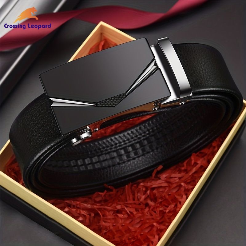 New Men's Leather Belt with Devil's Eye Automatic Buckle, Fashionable Casual Trendy Versatile Belt for Young People
