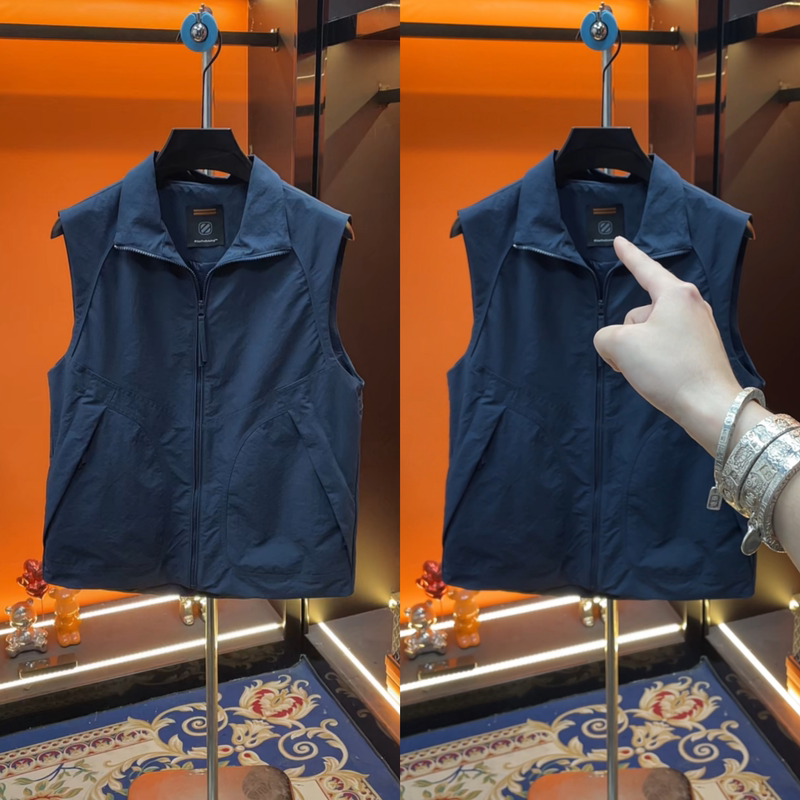 Gabeyang Minimalist Style Lapel Sleeveless Light Luxury Versatile Solid Color Casual Chic Versatile Vest Jacket