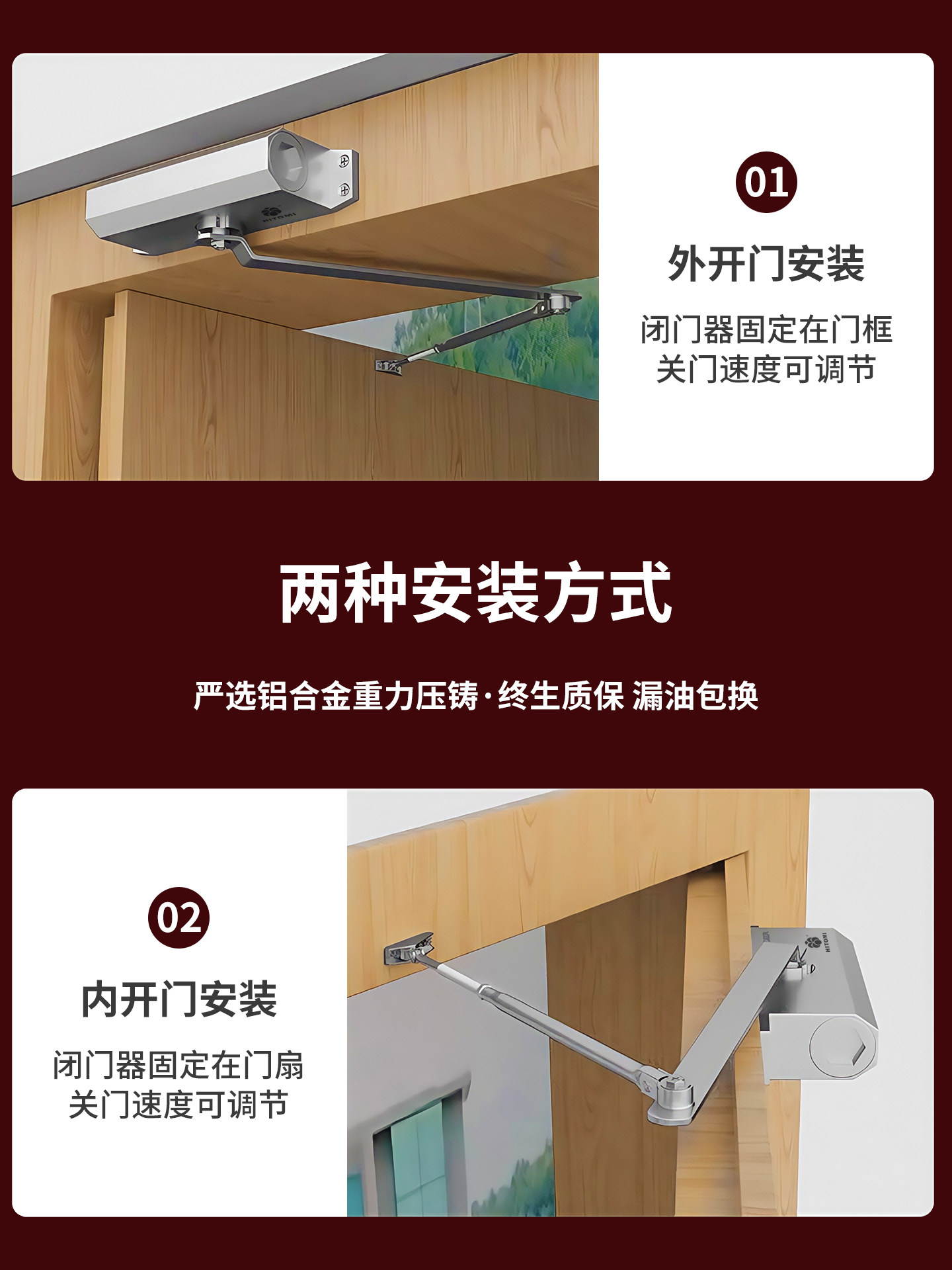 New Model Door Closer with Buffer, Home Use, No Drilling Required, Automatic Door Closer, Fire Door Hydraulic Spring Sliding Door