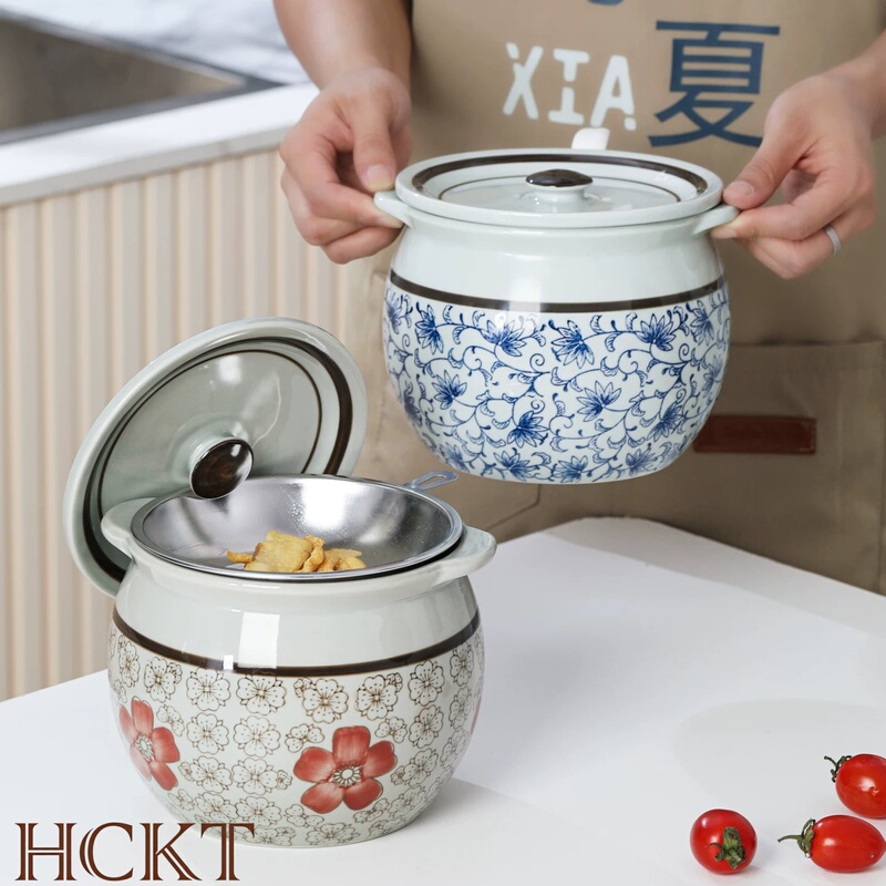 Japanese Ceramic Lard Jar with Filter, Household Chili Jar, Oil Storage Jar, High-Temperature Resistant Oil Jar, Kitchen-Specific Large Capacity Japanese Ceramic Lard Jar with Filter, Household Chili Jar, Oil Storage Jar, High-Temperature Resistant Oil Jar, Kitchen-Specific Large Capacity