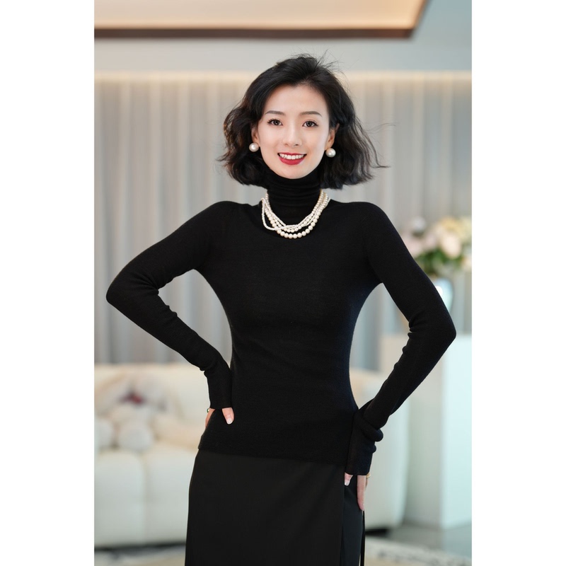 Yu Xizi/[Yunrou] Yangzi Yarn Slim-Fit Stylish Inner Layer Integrated Wool Knit Base Shirt/Msdh001