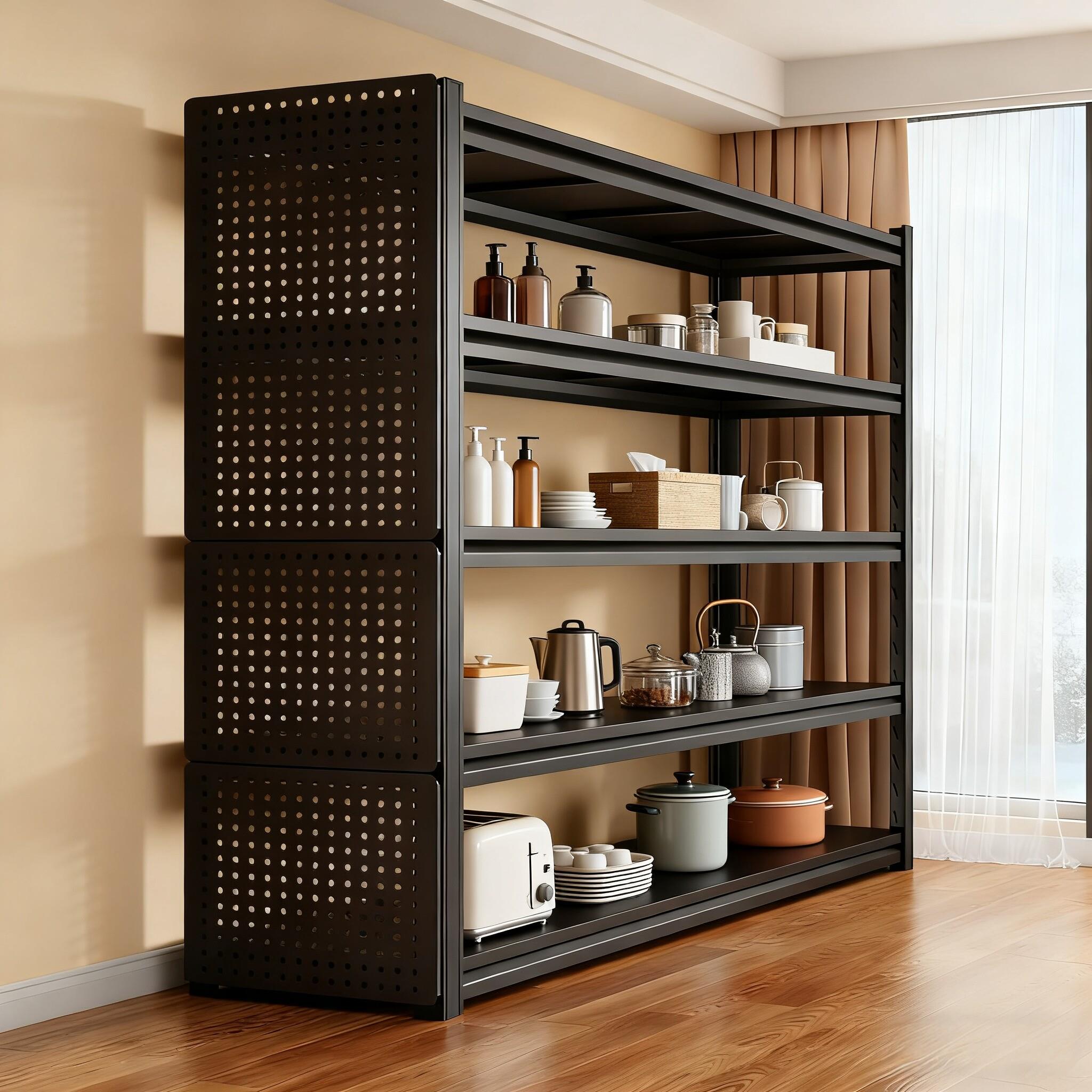 Perforated board storage rack shelf multi-layer floor-to-ceiling display rack bookshelf living room balcony storage rack basement storage rack