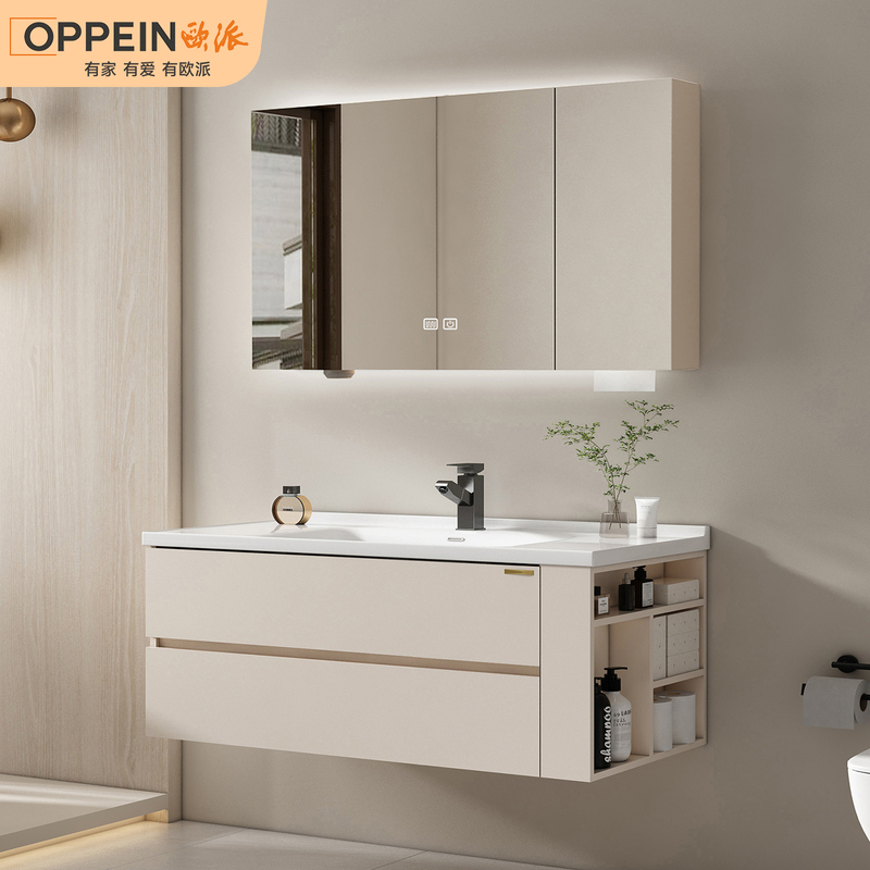 Oppein Bathroom Cabinet Combination Bathroom Ceramic Integrated Basin Washbasin Cabinet Toilet Side Storage Washbasin Cabinet
