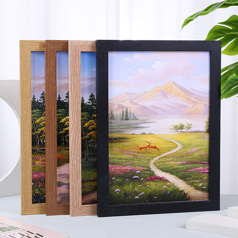 Simple Photo Frame Display Stand 5-Inch 6inch 7inch 8inch 10inch A4 Wall-Mounted Picture Frame Decoration Large Size Wooden Photo Frame