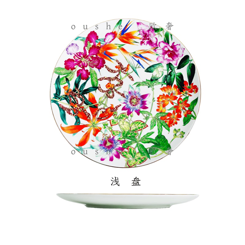 European-Style Rainforest Series Plant and Flower Dinner Plates, Turtle-Back Deep Plates, Exquisite Western-Style Steak Plates, Shallow Plates, Bone Plates, Gift Box Set European-Style Rainforest Series Plant and Flower Dinner Plates, Turtle-Back Deep Plates, Exquisite Western-Style Steak Plates, Shallow Plates, Bone Plates, Gift Box Set