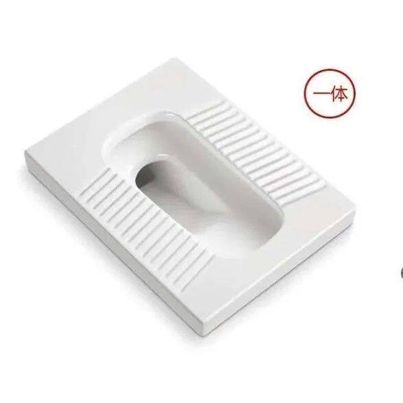 Ceramic One-Piece Splash-Proof Squat Toilet with Thick Glaze, Large Pipe, and Angled Splash-Proof Design, New Large Model