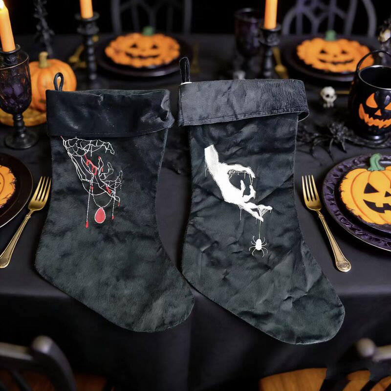 Cross-Border Halloween Decoration Skeleton Hand Spider Embroidery Style Halloween Party Scene Decoration Hanging Ornaments Candy Bags Cross-Border Halloween Decoration Skeleton Hand Spider Embroidery Style Halloween Party Scene Decoration Hanging Ornaments Candy Bags
