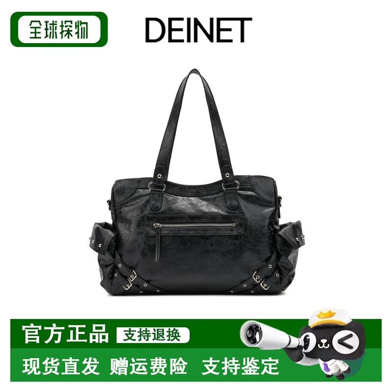 [in Stock] Korean Deinet Motorcycle Bag with Rivet Decoration, Large Capacity Crossbody Bag, Tote Bag, Handbag, Shoulder Bag
