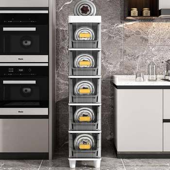 Multi-layer open storage cabinet plastic hall material trunk handle drawer default style storage box guest sanitary room slit cabinet