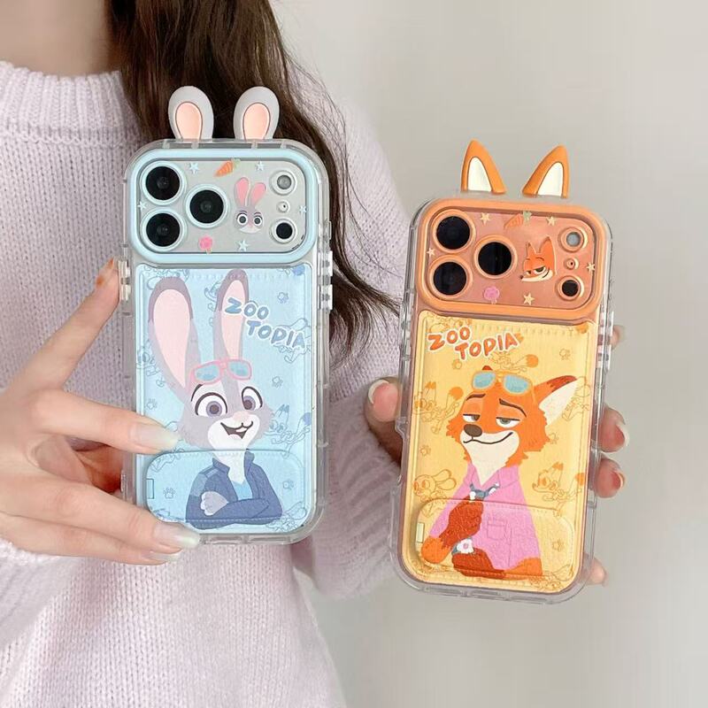Cartoon Judy Nick Phone Case Suitable for Samsung S24 Ultra, S23+, S25 Fe Silicone, S22+, S21 Fe Painted, S20 Fe New Model, A55, A15, A16 Mirror, A26, A25, A35 Full Coverage, A06