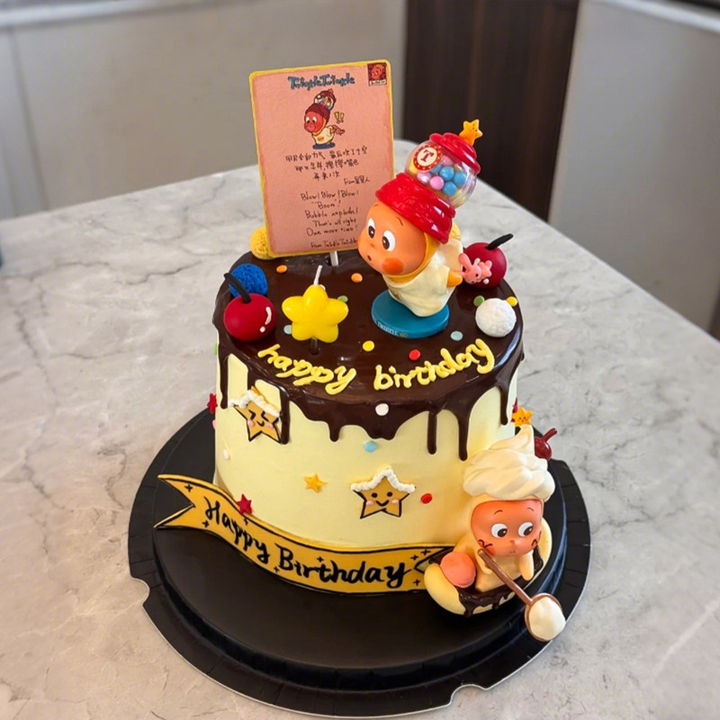 Internet Celebrity Blowing Bubbles Star Cake Decoration Figurine for Children Boys and Girls Birthday Dessert Baking Decoration